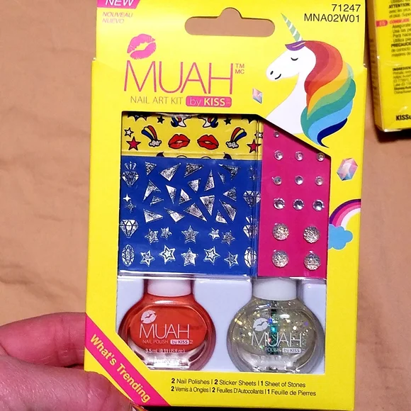 NWT MUAH What's Trending Nail Art Kit by Kiss RAINBOW UNICORN Set! - Picture 5 of 16